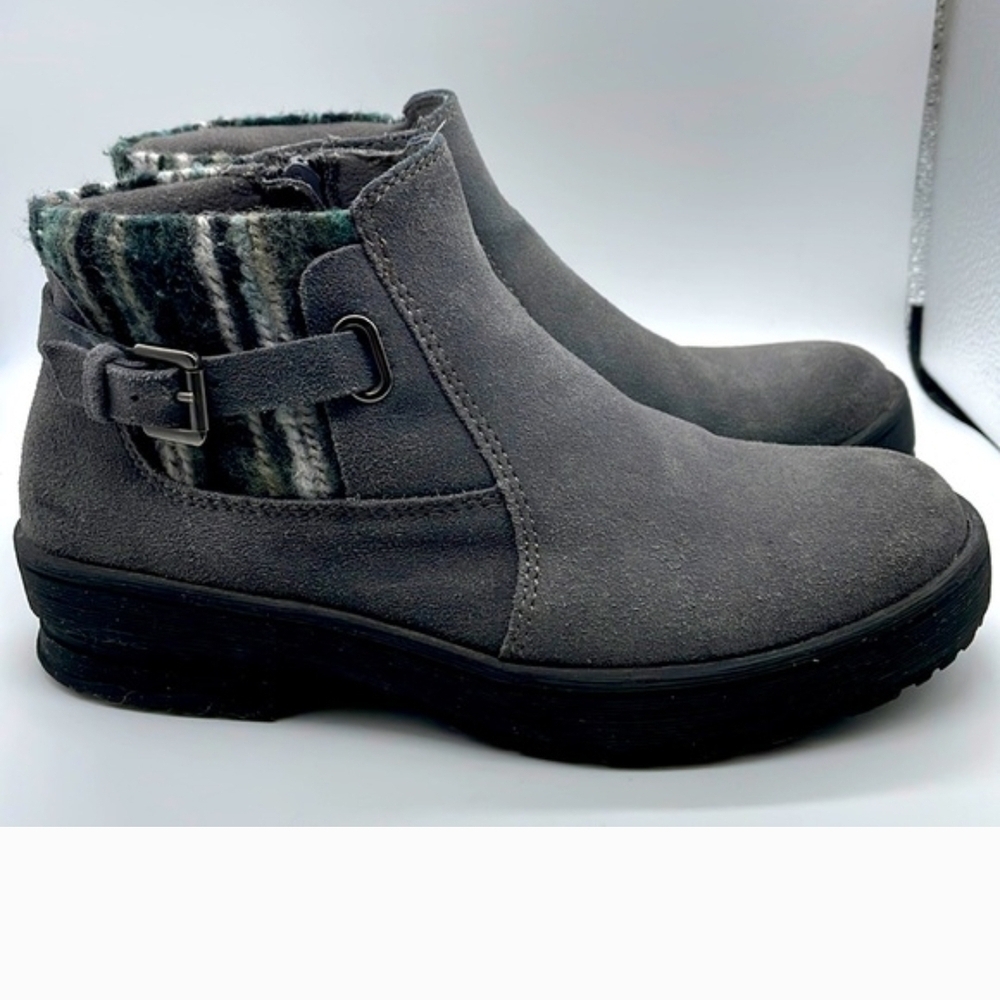 Earth Origins Charcoal Ankle Boots with Patterned Cuff